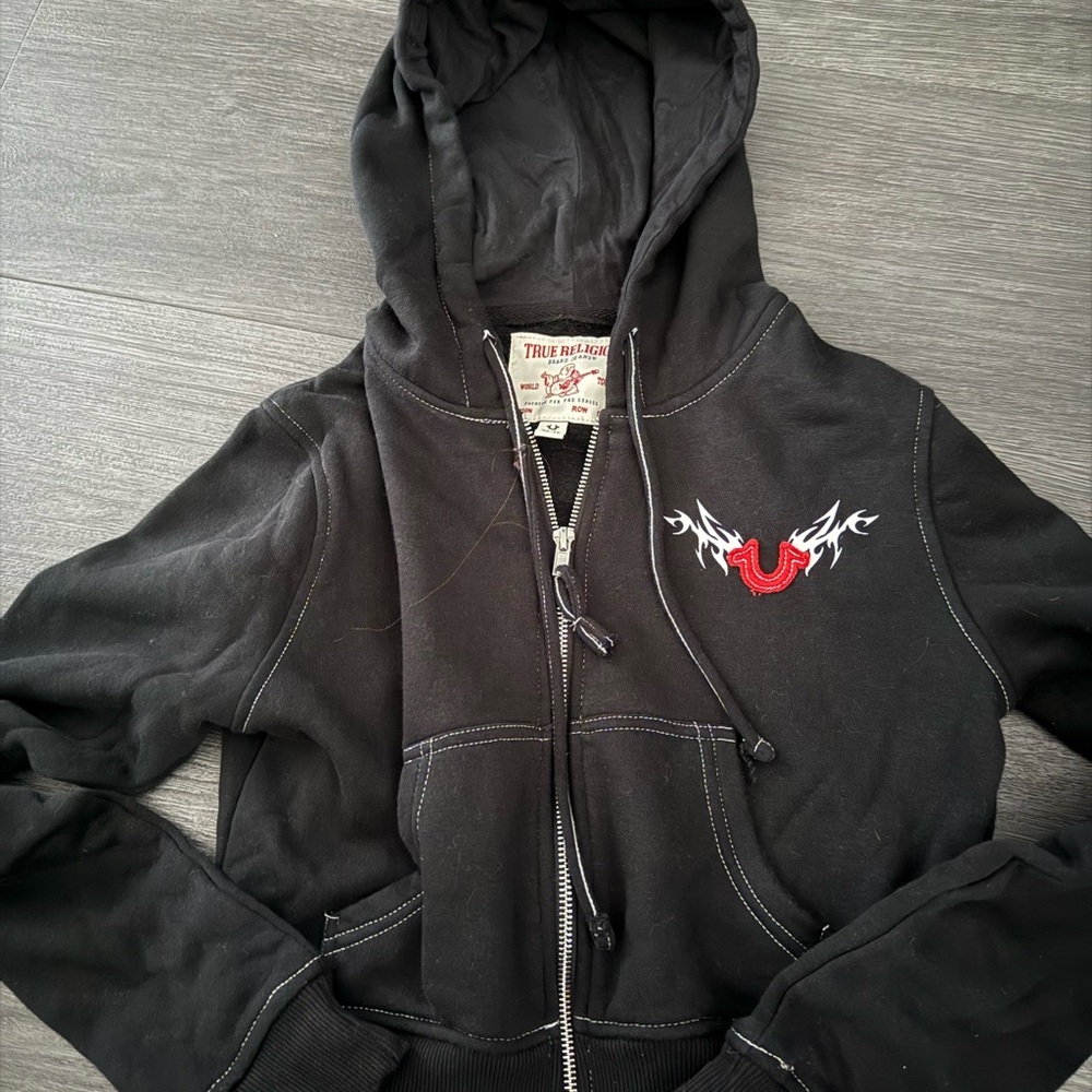 True Religion Cropped Zip Up Hoodie XS